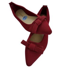 NEW Tahari ATHENS lovely Red Flats career chic ruby meshed Elegant Bows 6.5